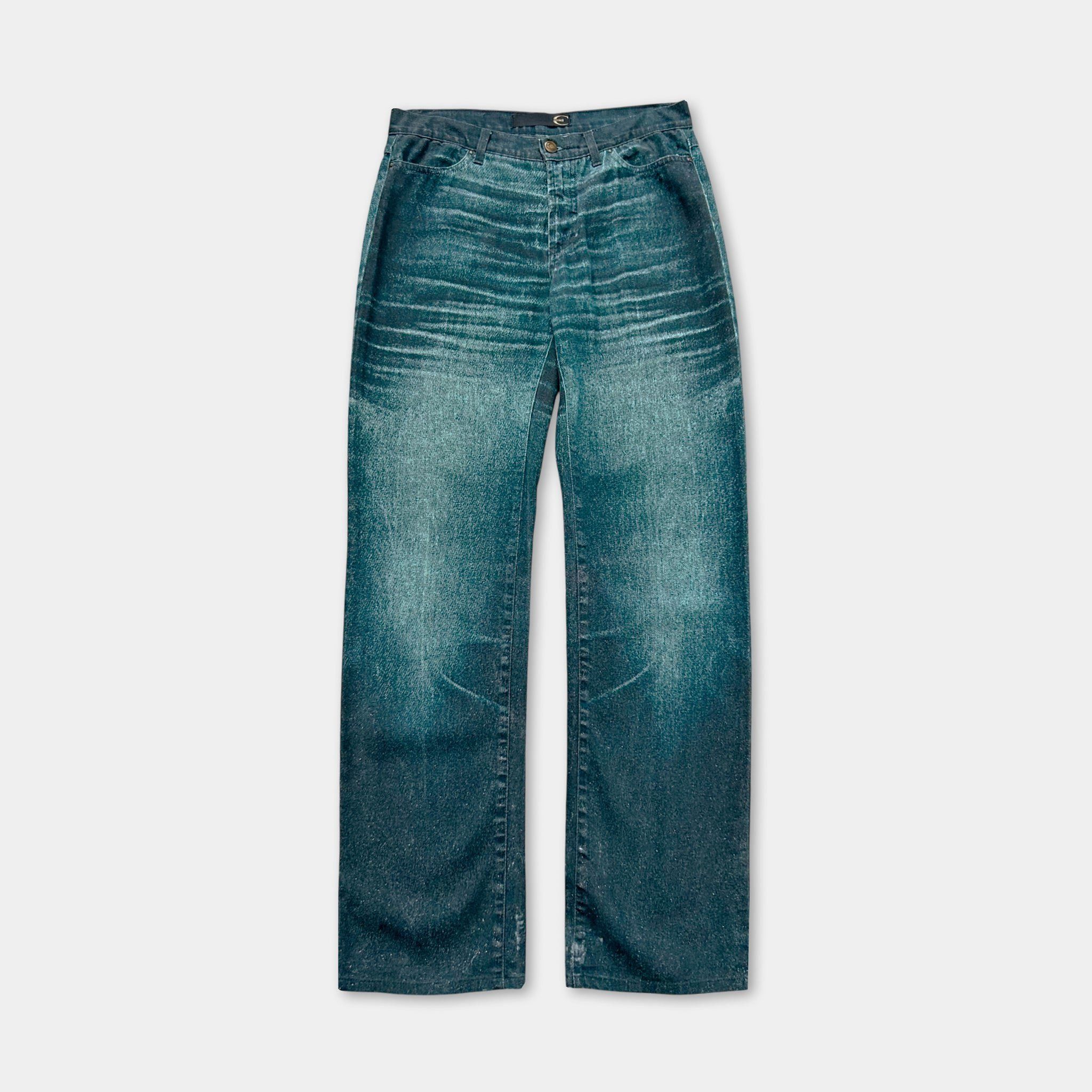 Just Cavalli Just Cavalli 2000s Denim Effect Teal Pants Size 28" / US 6 / IT 42 - 1 Thumbnail
