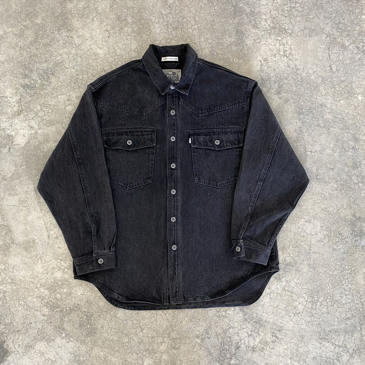Levi's VTG 90’s Levis Silvertab Faded Black Thick Denim Shirt Size US M / EU 48-50 / 2 - 13 Thumbnail