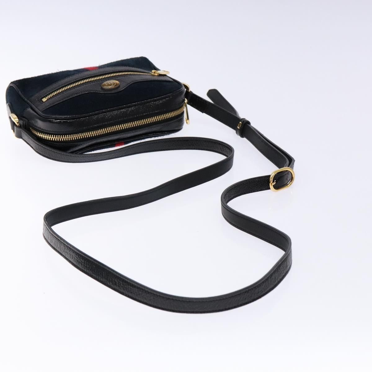 Gucci GUCCI Sherry Line Shoulder Bag Suede Navy Gold Size ONE SIZE - 7 Thumbnail