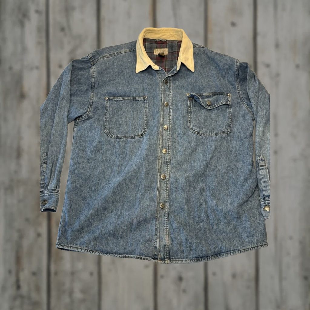 Vintage VINTAGE Arizona Jeans Co Denim Jacket Bomber Lined Corduroy Collar Mens Large Blue 90s USA Jacket Size US 33 - 1 Thumbnail