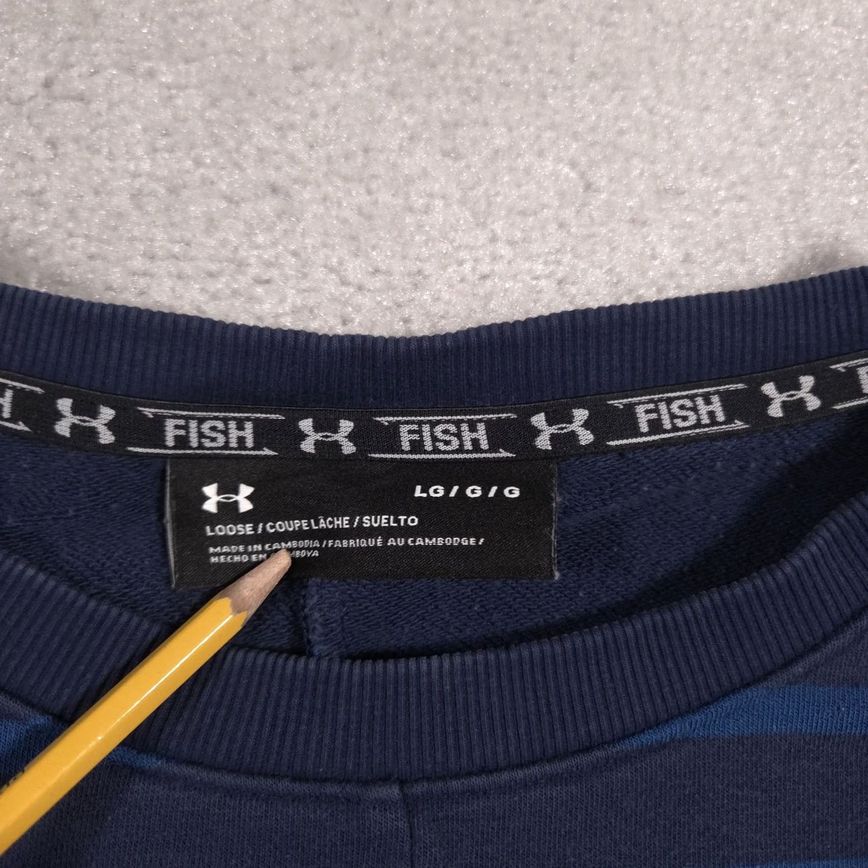 Under Armour Under Armour Fish Sweatshirt Mens Large Blue Striped Pullover Logo Outdoor Size US L / EU 52-54 / 3 - 7 Thumbnail