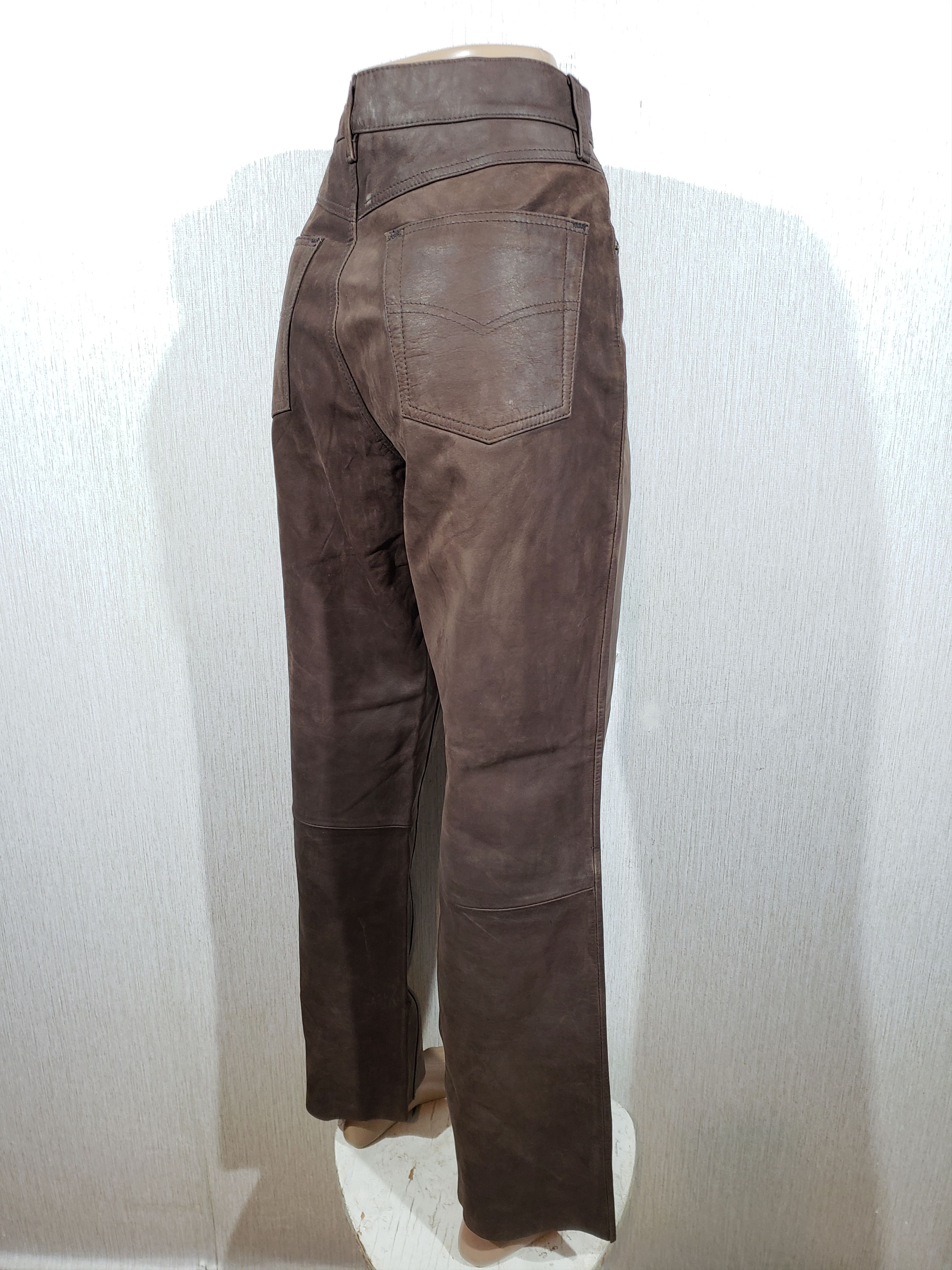 Genuine Leather Brown nubuck leather pants. Size US 33 - 5 Thumbnail