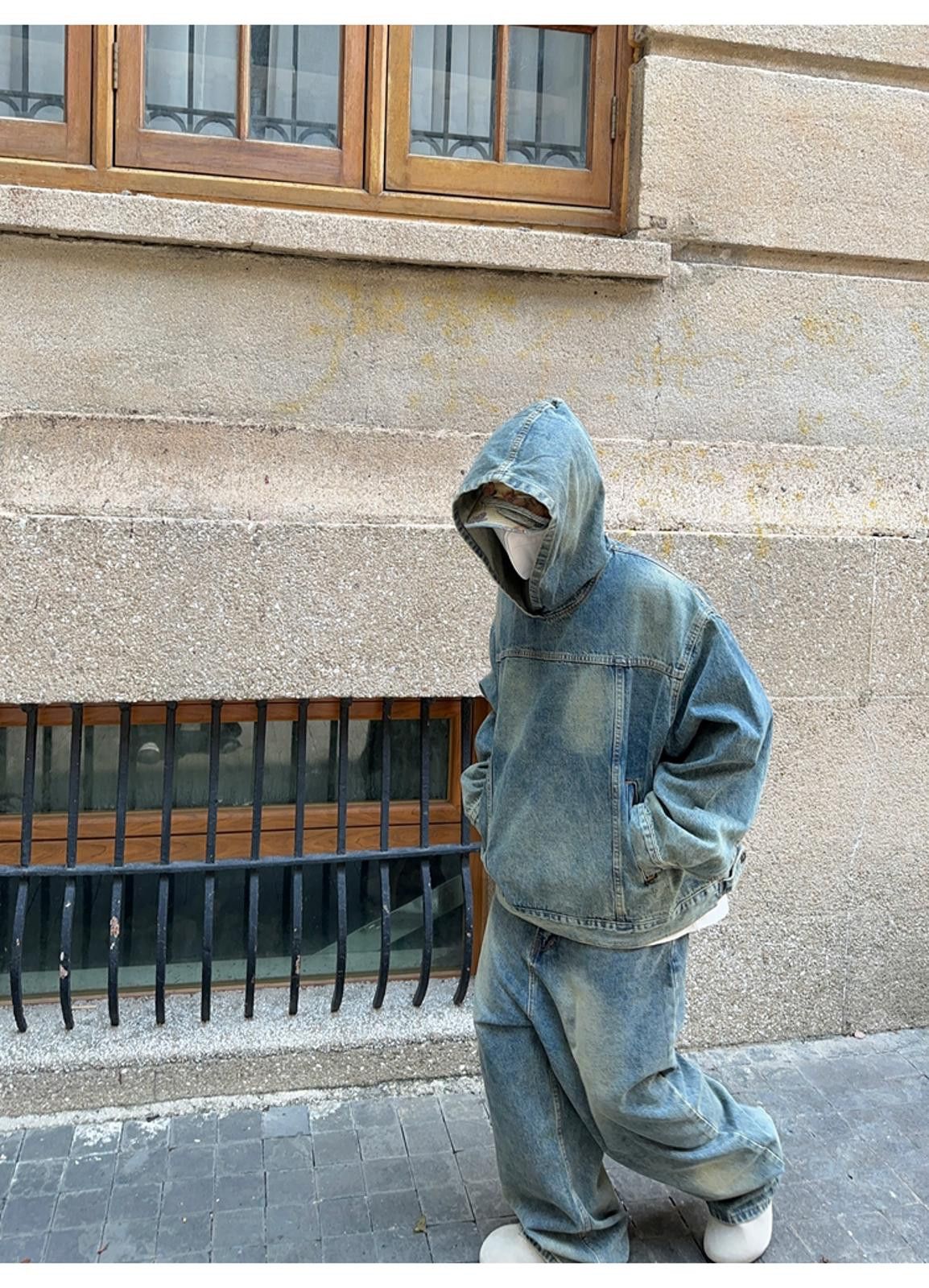 Stylish Oversized Denim Hoodie Jacket