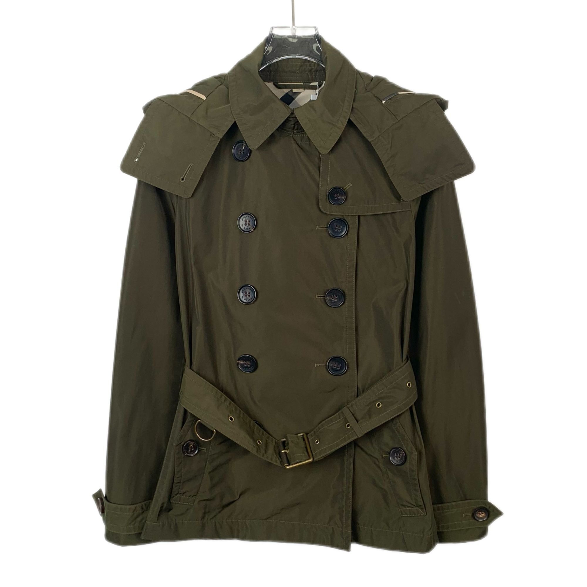Burberry Burberry Military Green Double-Breasted Trench Coat W/ Belt Size S / US 4 / IT 40 - 1 Thumbnail