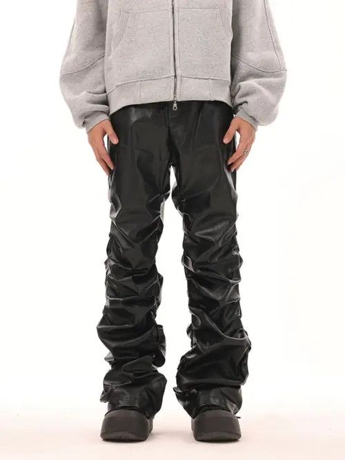 VIBE Pleated Stack Leather Jeans Size US 32 / EU 48 - 7 Thumbnail