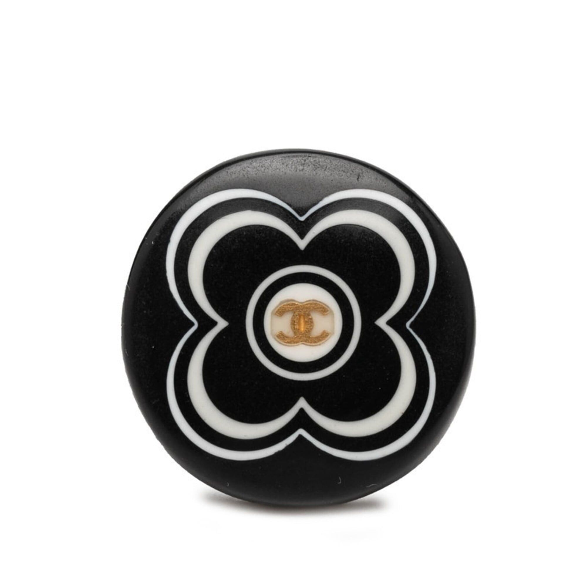 Chanel Chanel Coco Mark Flower Motif Ring, Black Plastic, Women's CHANEL Size ONE SIZE - 1 Thumbnail
