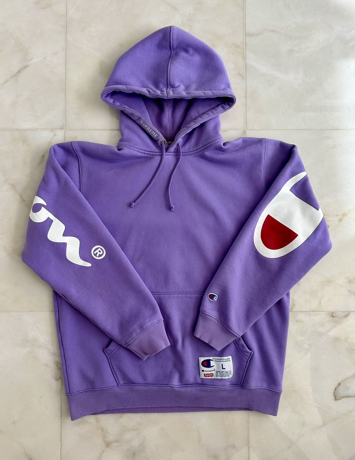 image of Champion Hooded Sweatshirt in Light Purple, Men's (Size Large)