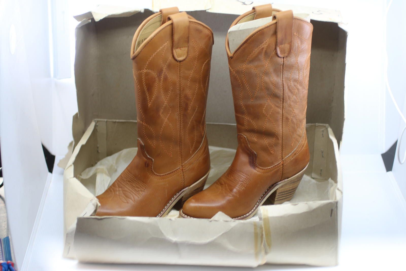 Unknown London Vintage Healine 5 Brown Western COWBOYS LEATHER Boots Size48 Size ONE SIZE - 1 Thumbnail