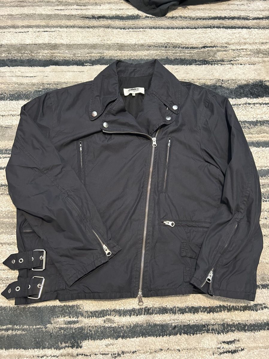 image of Maison Margiela Mm6 Cotton Biker Jacket in Black, Men's (Size Medium)