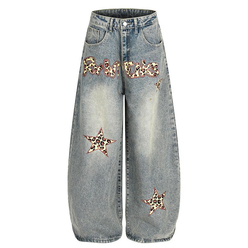 Vintage Men's American Retro Leopard Print Wide-Leg Jeans Size US 32 / EU 48 - 1 Thumbnail