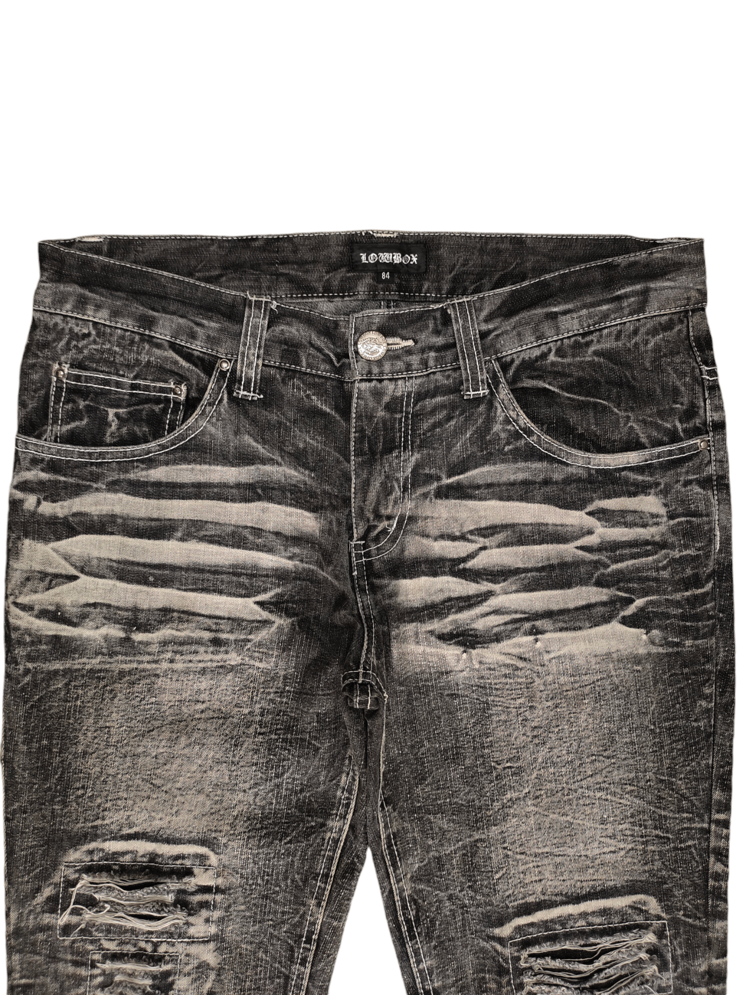 LOWBOX Lowbox Japan Clawmark Distress Faded Patchwork Jeans Y2k Size US 34 / EU 50 - 2 Thumbnail