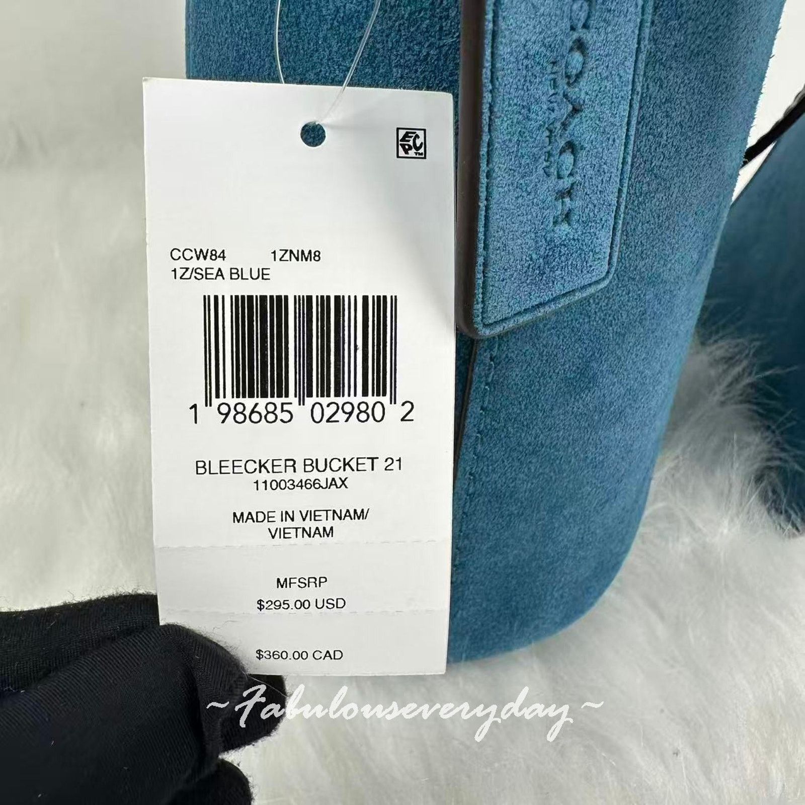 Coach Coach Bleecker Bucket Bag 21 Crossbody Suede/Brass/Sea Blue Size ONE SIZE - 8 Thumbnail