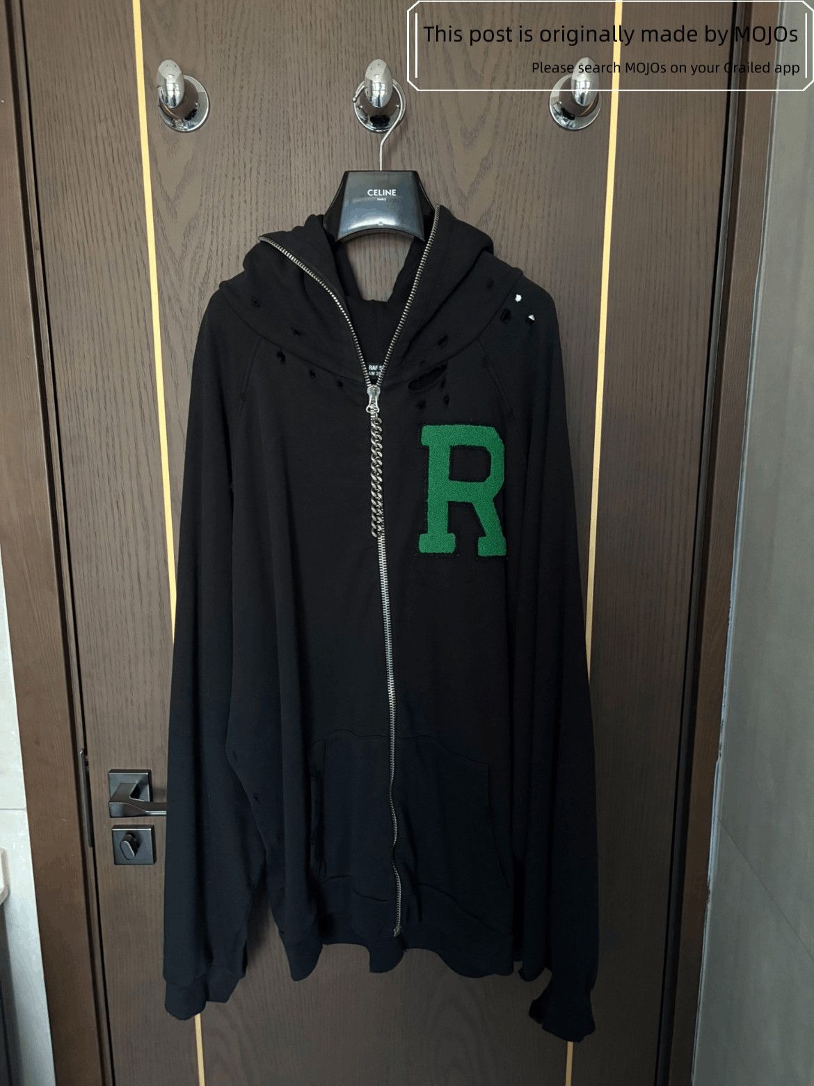 Raf Simons 20-21 R Logo Distressed Hoodie