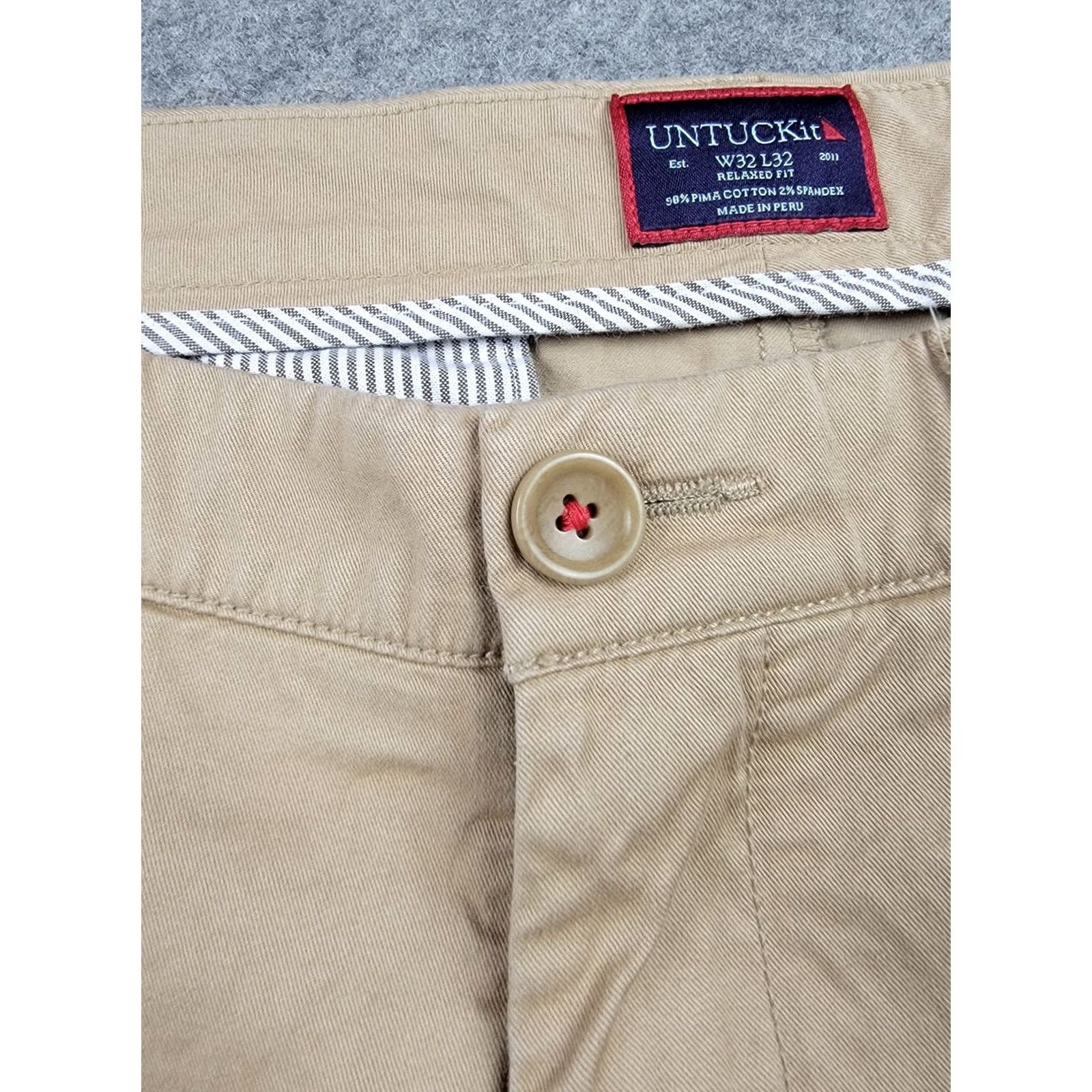 UNTUCKit UNTUCKit Chino Pants Mens 32x32 Tan Relaxed Fit Stretch Pima Cotton Casual Size US 32 / EU 48 - 4 Thumbnail
