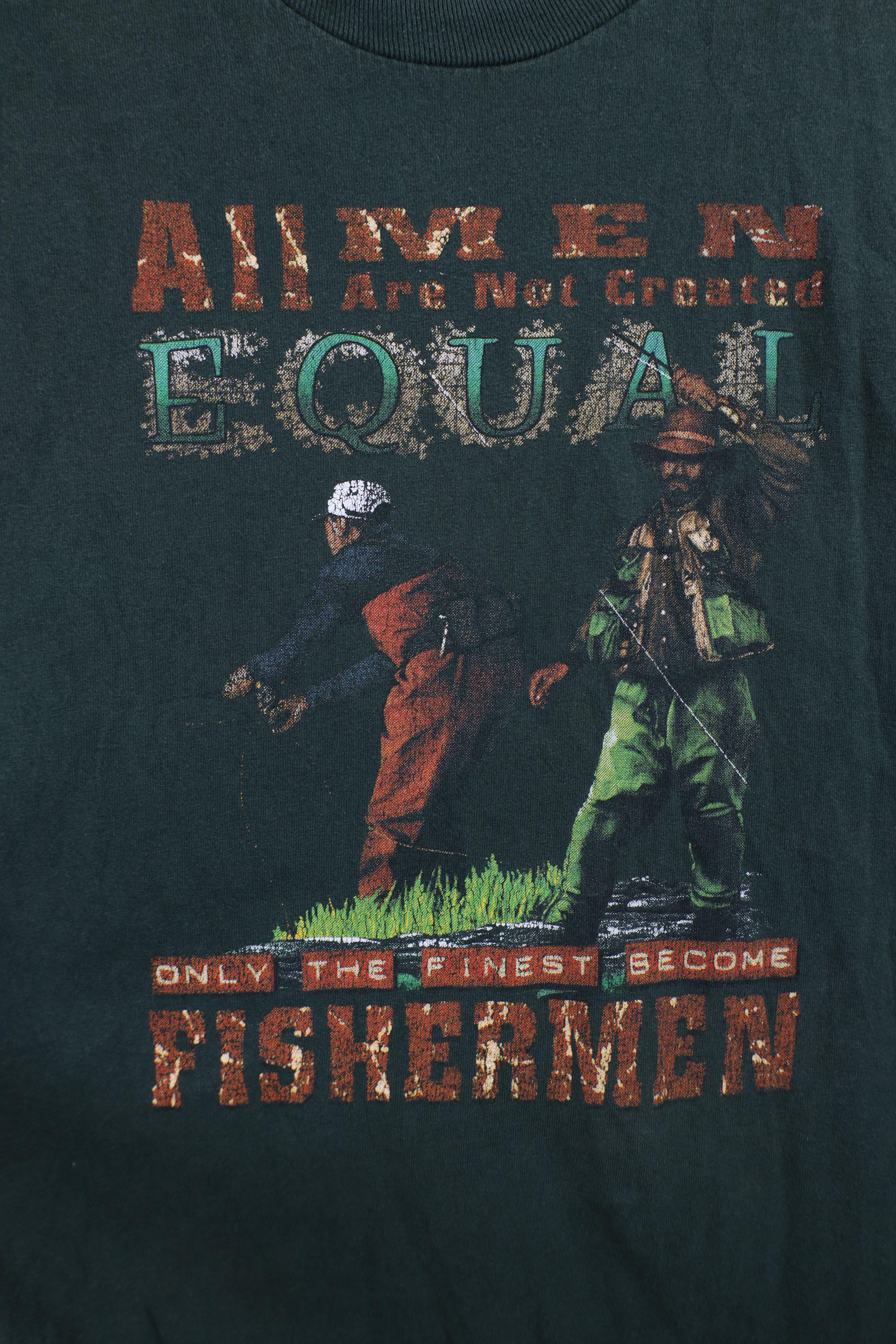 Vintage Vintage 90s The Finest Men Become Fishermen Fishing T-Shirt Size US XL / EU 56 / 4 - 4 Thumbnail