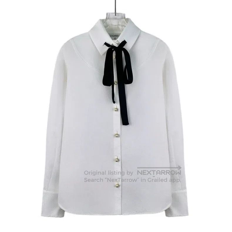 Chanel Chanel White cotton tie bow single-breasted long-sleeved s Size XS / US 0-2 / IT 36-38 - 1 Thumbnail