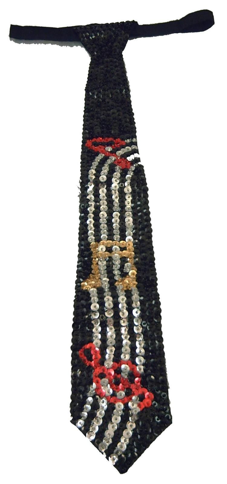 Designer Sequin NeckTie Black w/Color Music Notes On Bar Adult Unisex Size ONE SIZE - 1 Preview