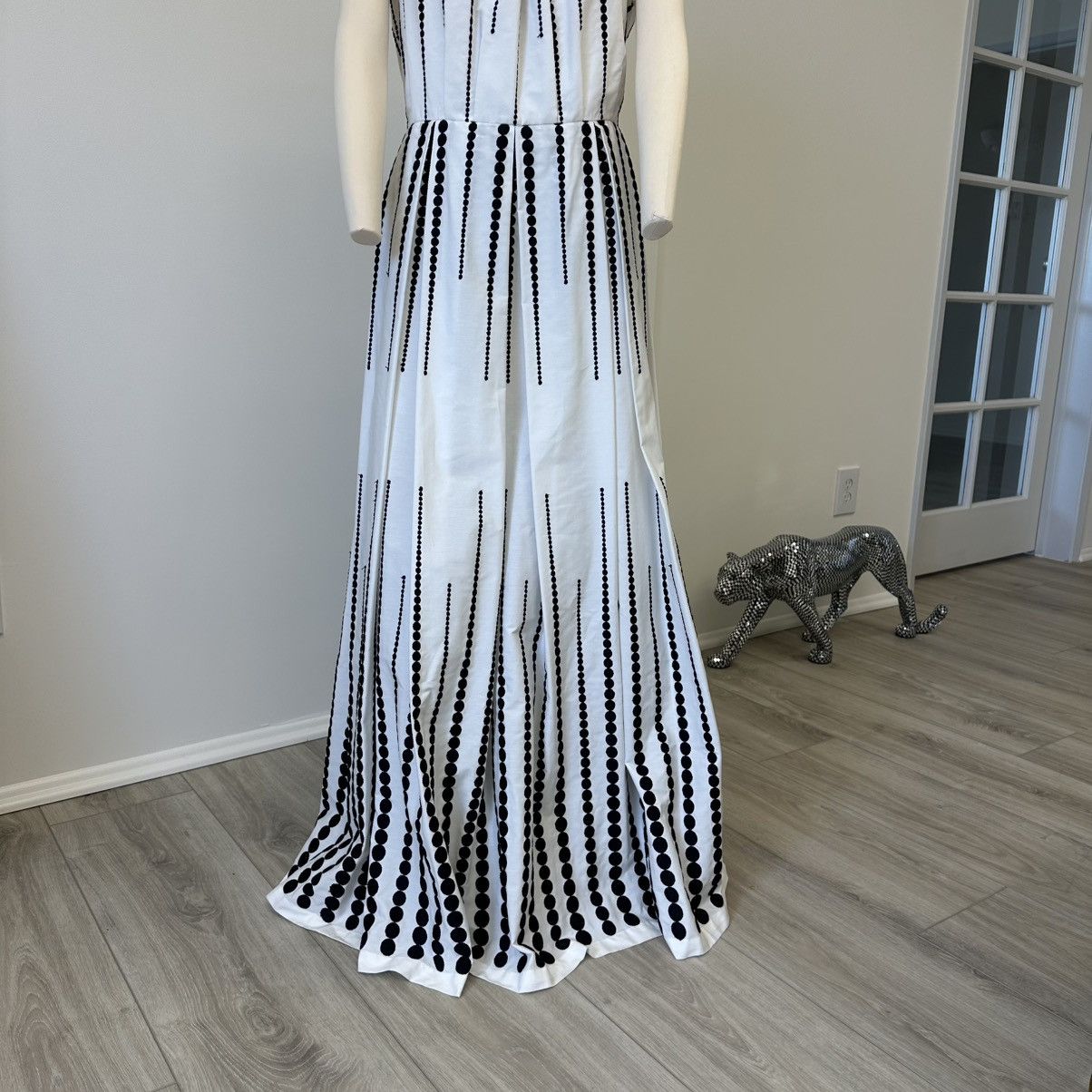Elie Saab Elie Saab Moon Embroidered Poplin Dress In White And Black Size M / US 6-8 / IT 42-44 - 7 Thumbnail