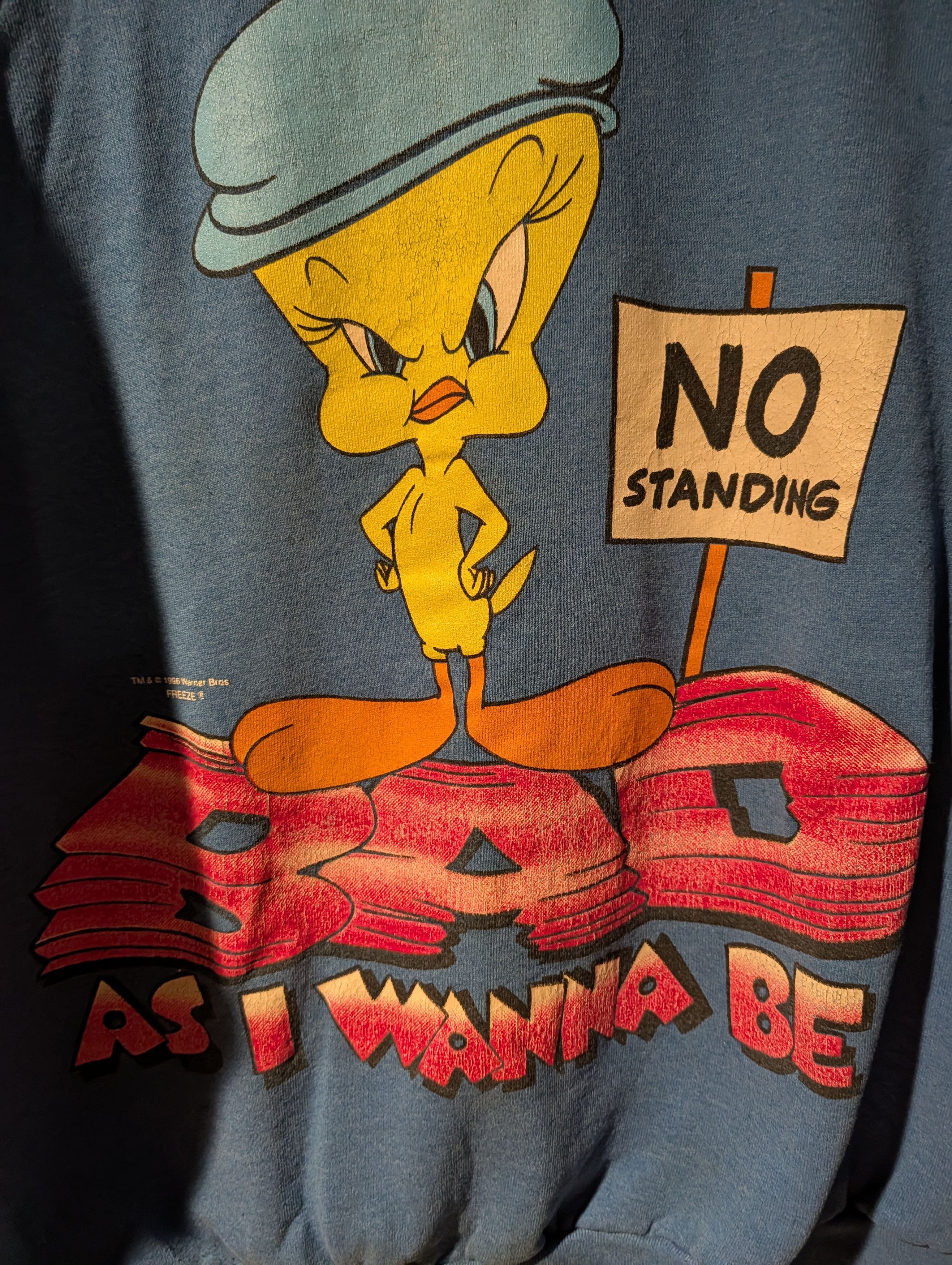 Cartoon Network 90s VINTAGE LOONEY TUNES Blue Tweety Bad As Sweatshirt Size US L / EU 52-54 / 3 - 2 Thumbnail