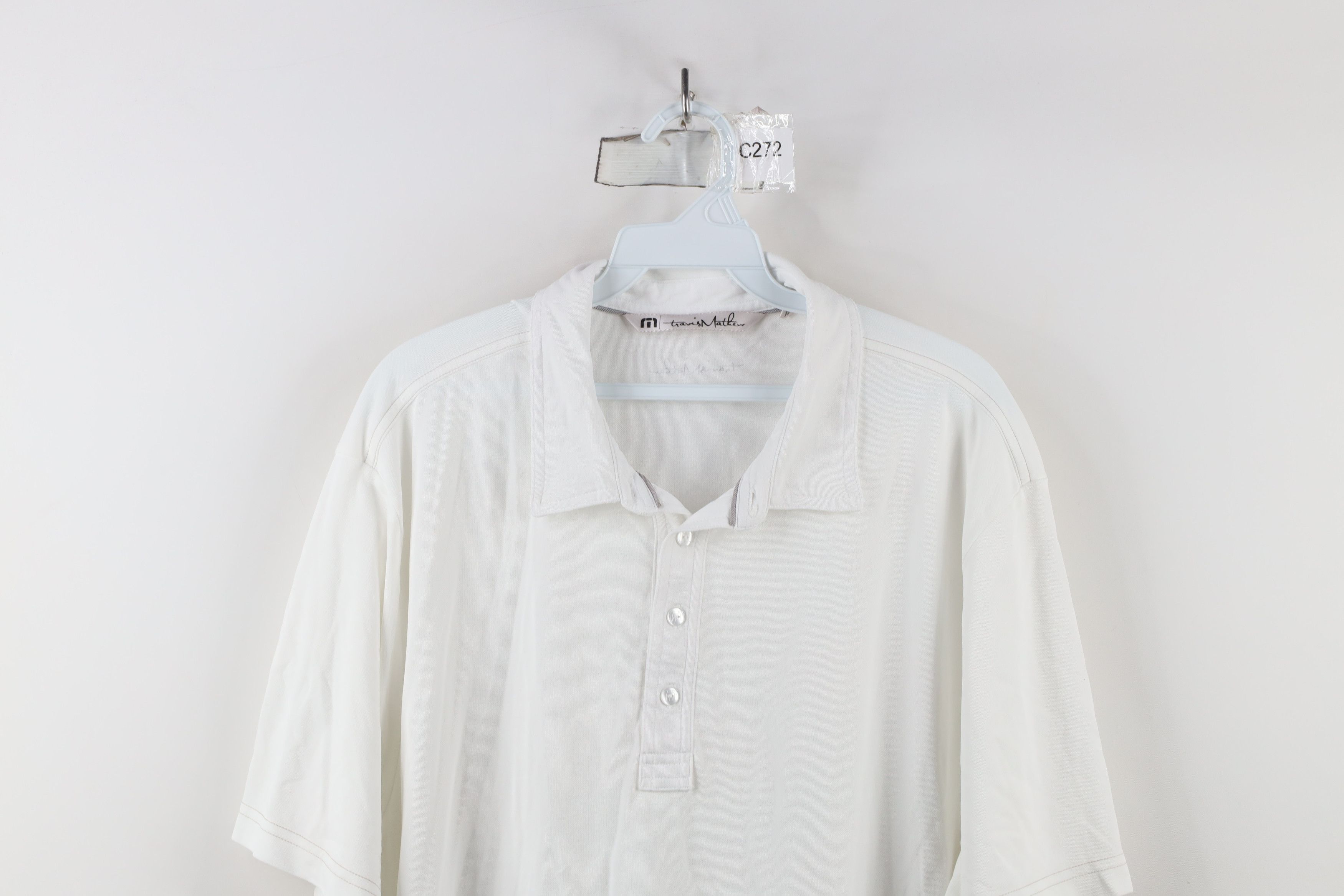TravisMathew × Vintage Travis Mathew Knit Short Sleeve Collared Golf Polo White Size US XL / EU 56 / 4 - 2 Thumbnail