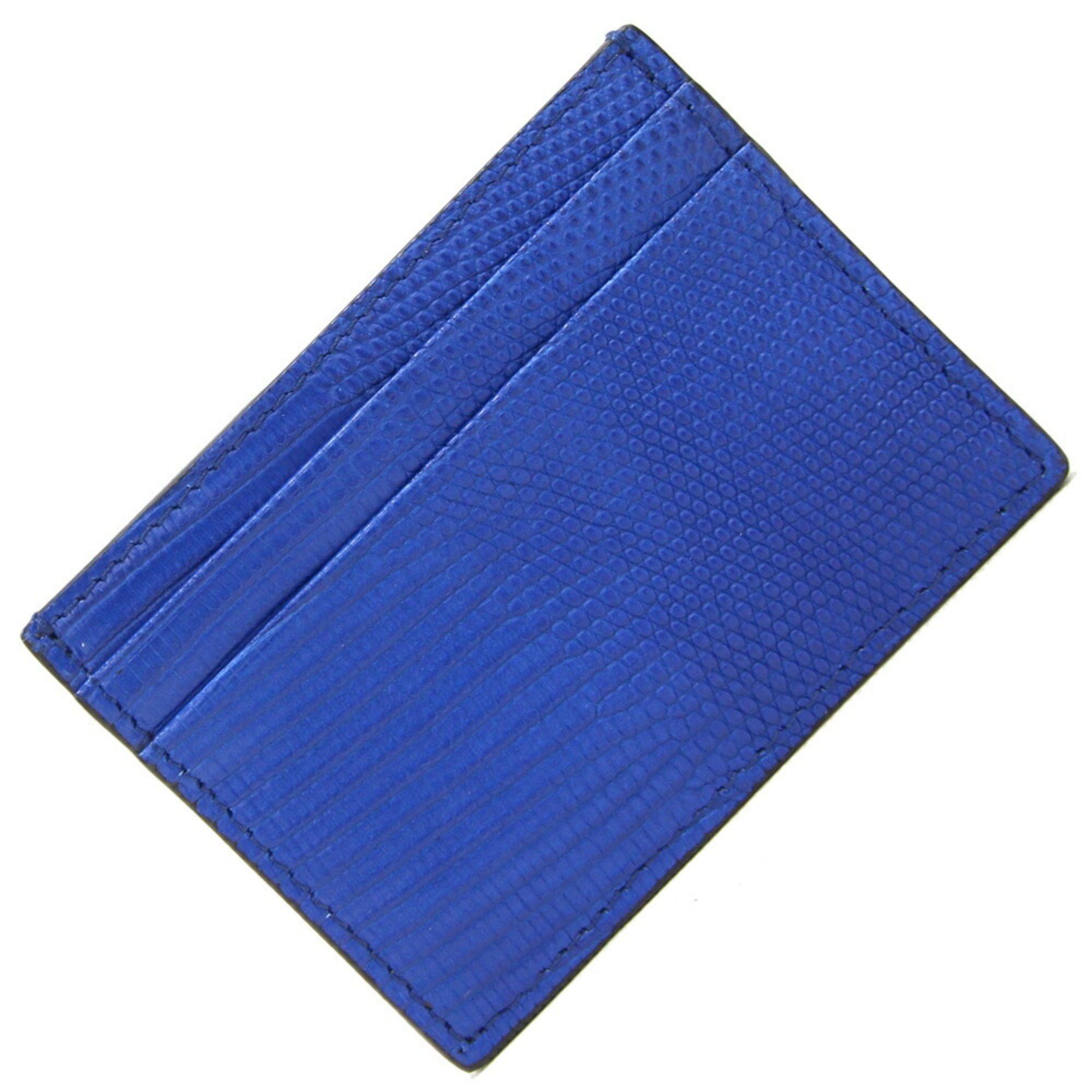image of Burberry Card Case Blue Leather Pass Women's Men's Burberry