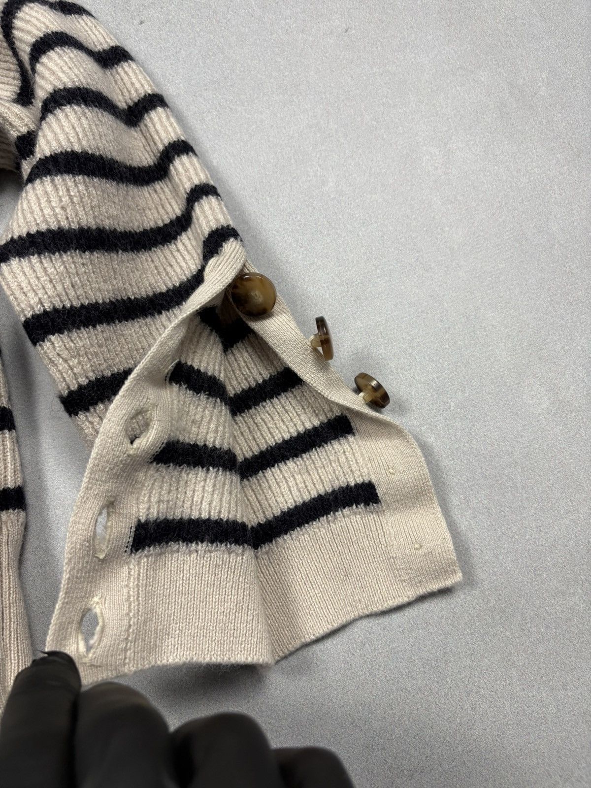Sezane Sezane La Maille Striped Merino Wool Knit Sweater Button M Size M / US 6-8 / IT 42-44 - 9 Thumbnail