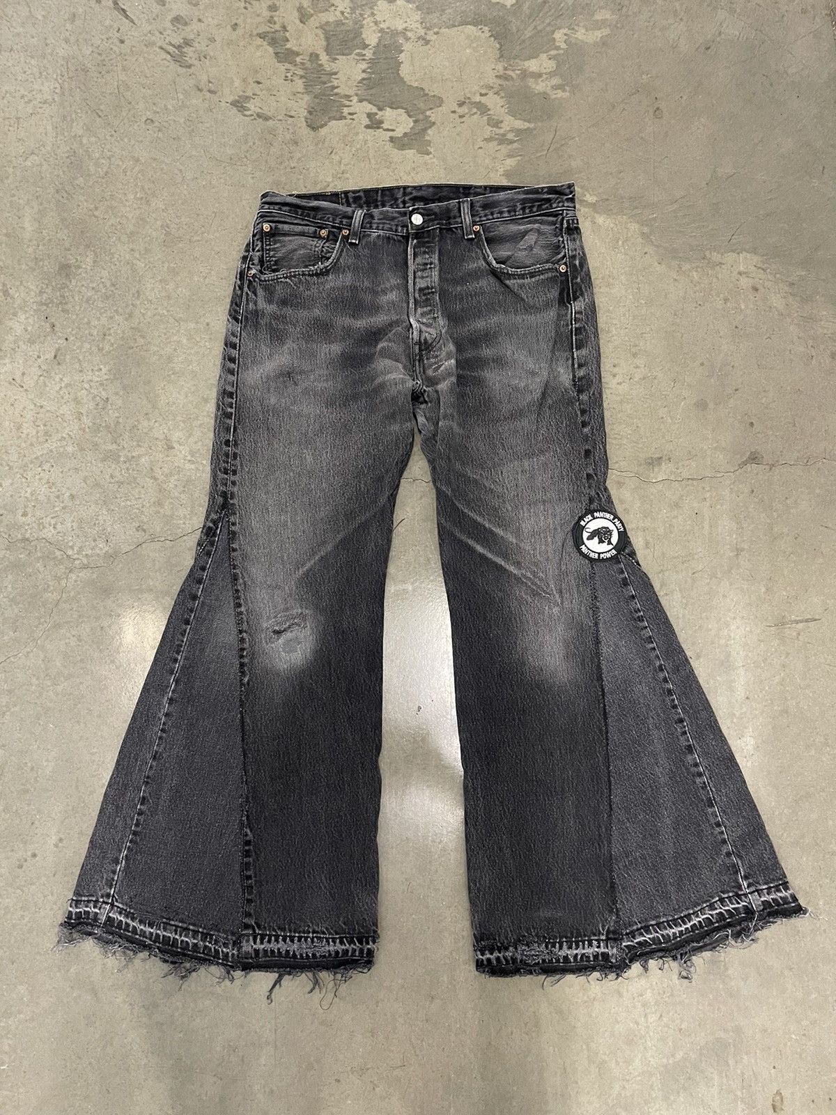 Levi's × Vintage Juke Joint “Right On” Wide Leg Reworked Patch Denim Jeans Size US 36 / EU 52 - 2 Thumbnail