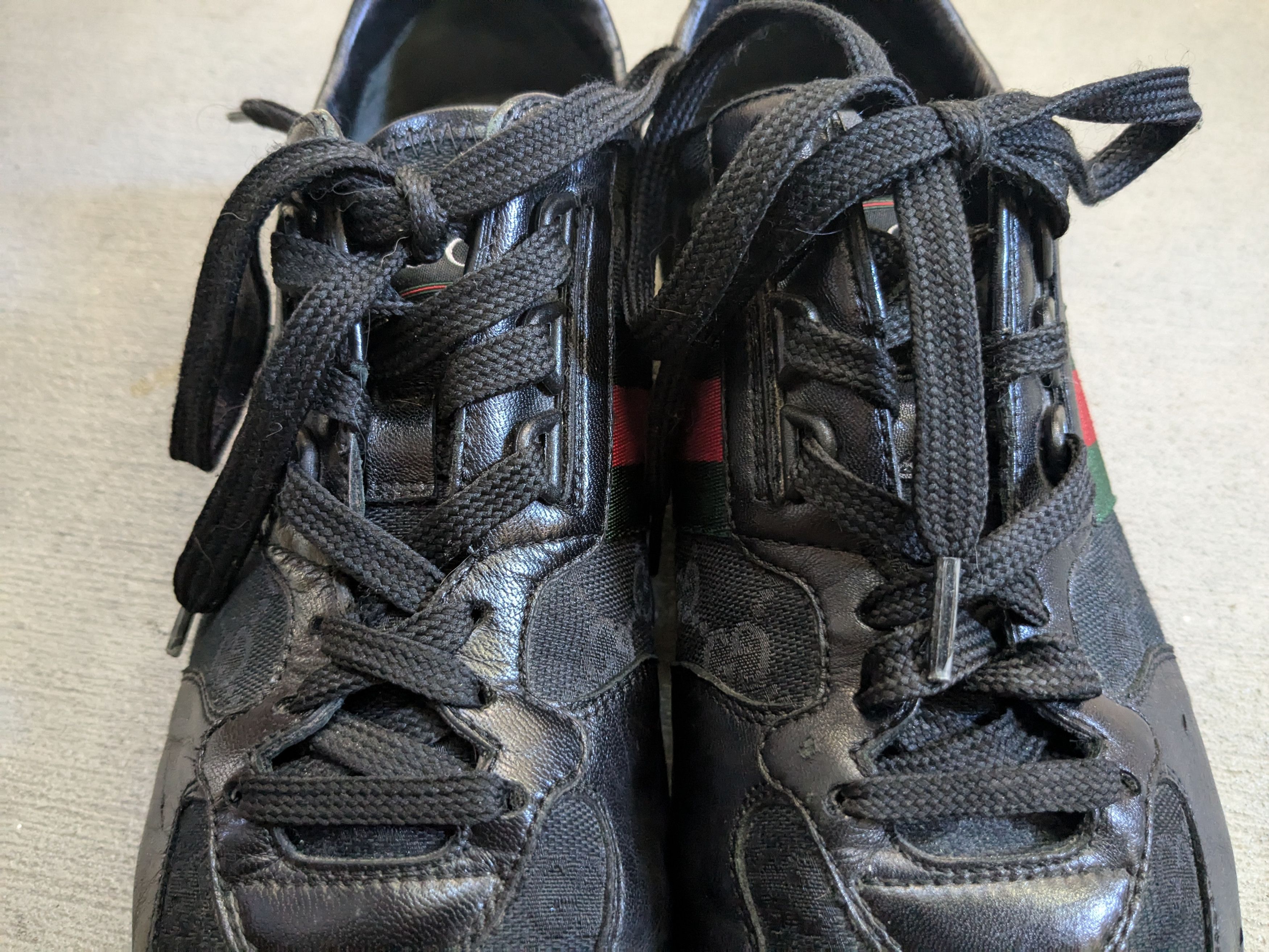 Gucci Gucci Guccissima Sneakers 9.5 Black Monogram Leather Size US 9.5 / EU 42-43 - 4 Thumbnail