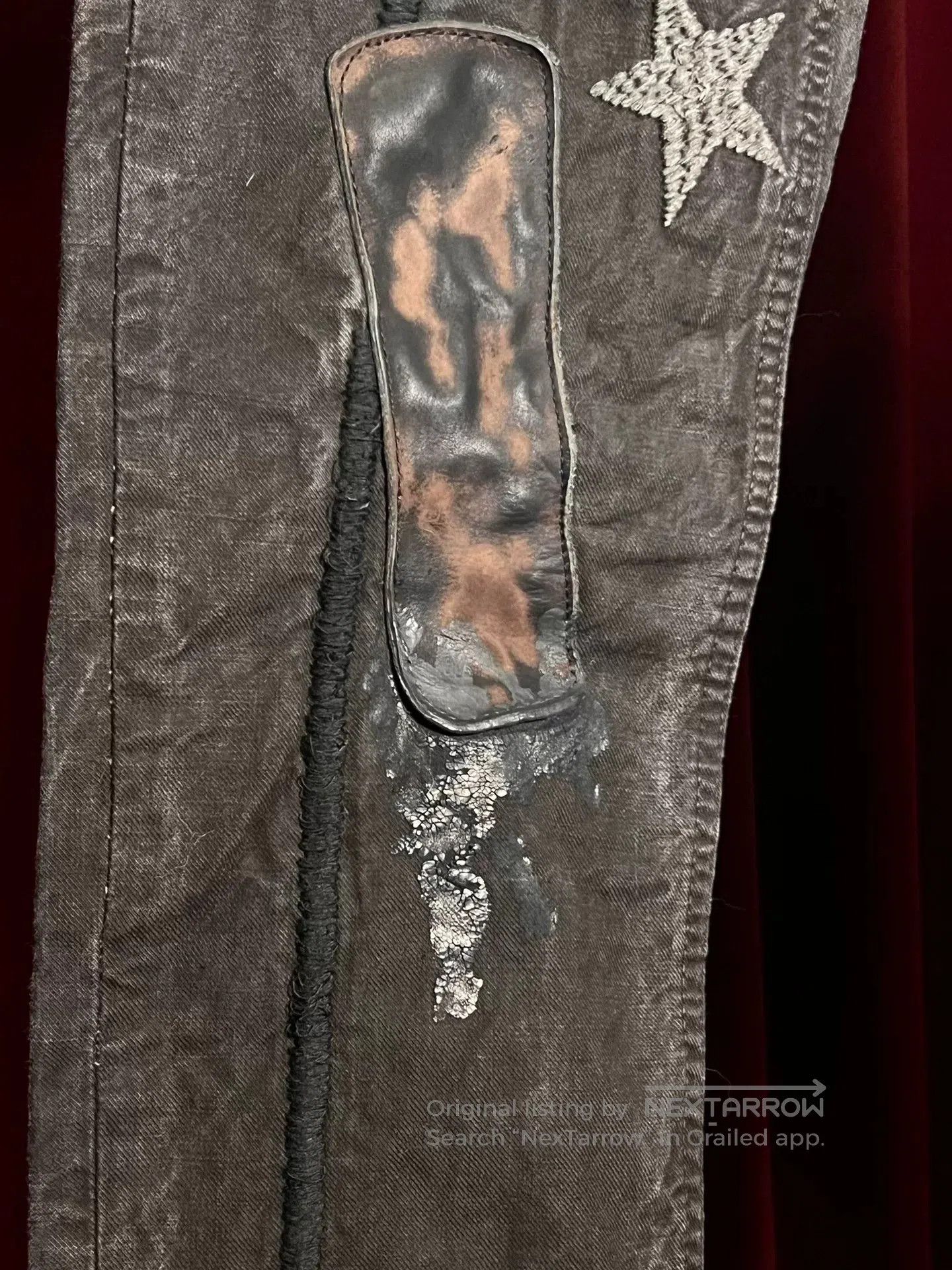 Japanese Brand embroidered denim pants with patchwork details. Size US 36 / EU 52 - 2 Thumbnail