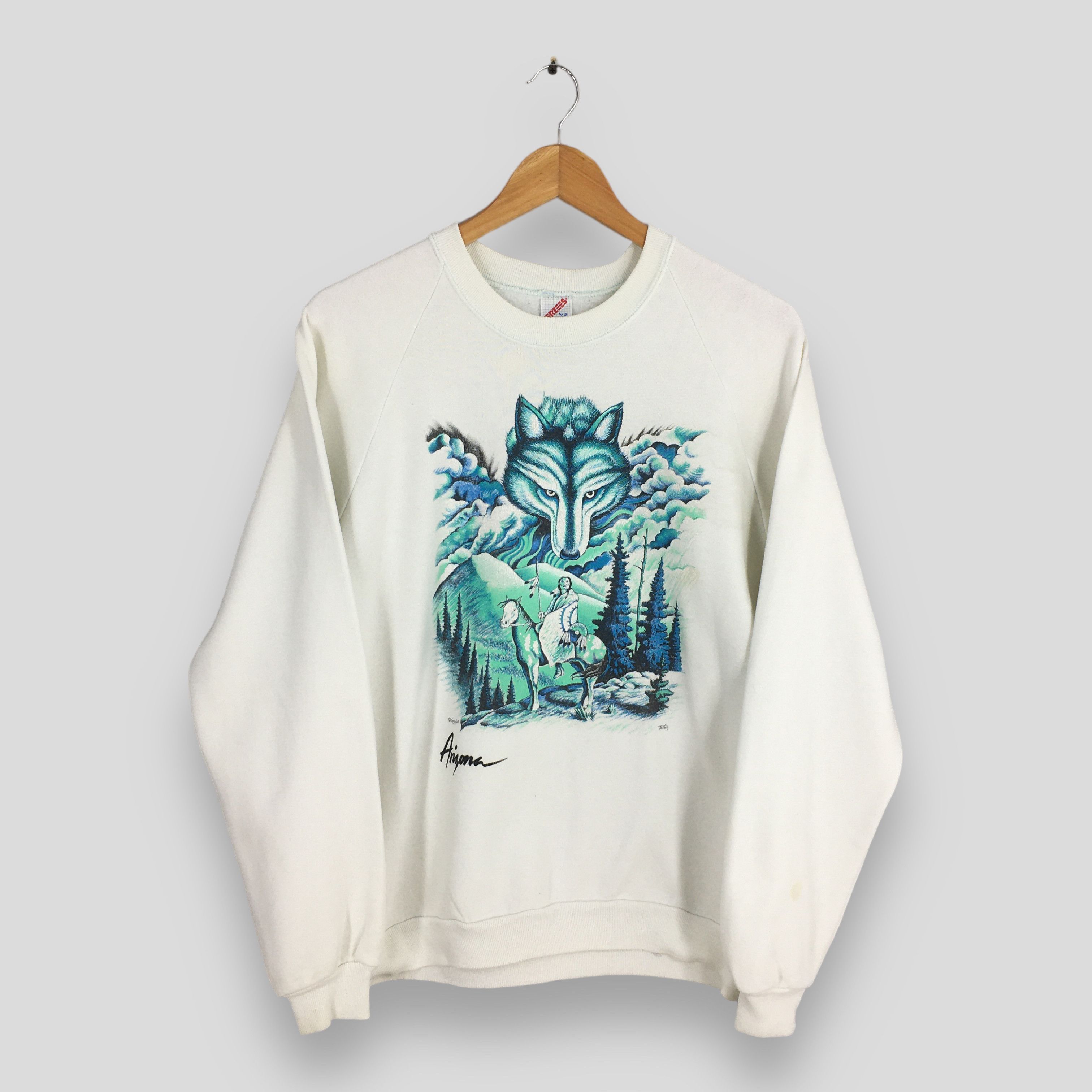 LONE WOLF × Vintage Vintage 90s North American Arizona Wolf Sweatshirt Large Size US L / EU 52-54 / 3 - 1 Thumbnail