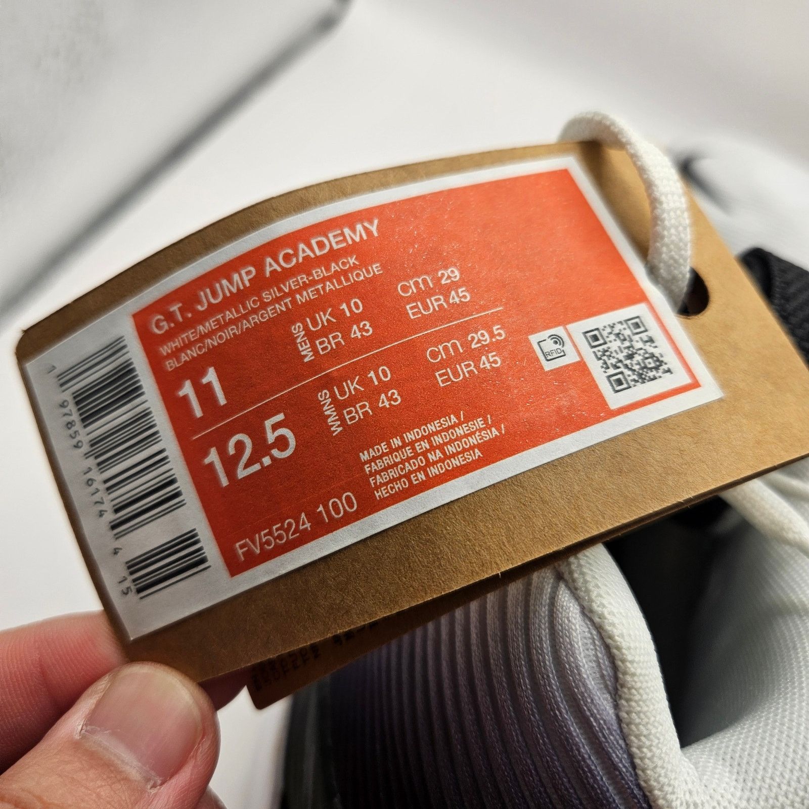 Nike NIKE MEN'S 11 G.T. JUMP ACADEMY WHITE BLACK METALLIC SILVER Size US 11 / EU 44 - 6 Thumbnail