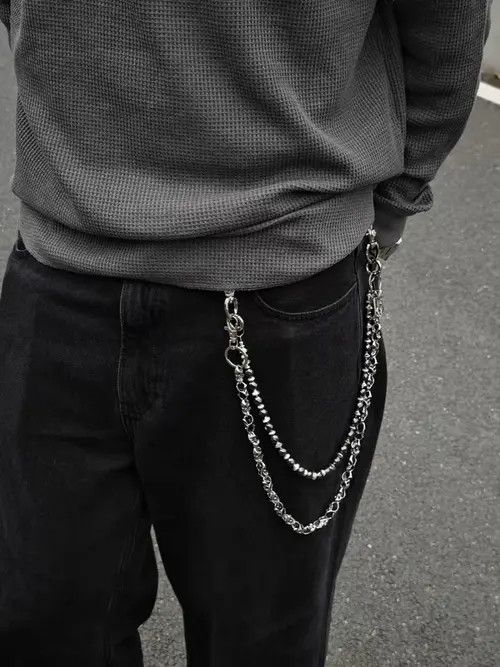 Jewelry Silver Double Chain Wallet Accessory, Men's Chain Size ONE SIZE - 1 Thumbnail