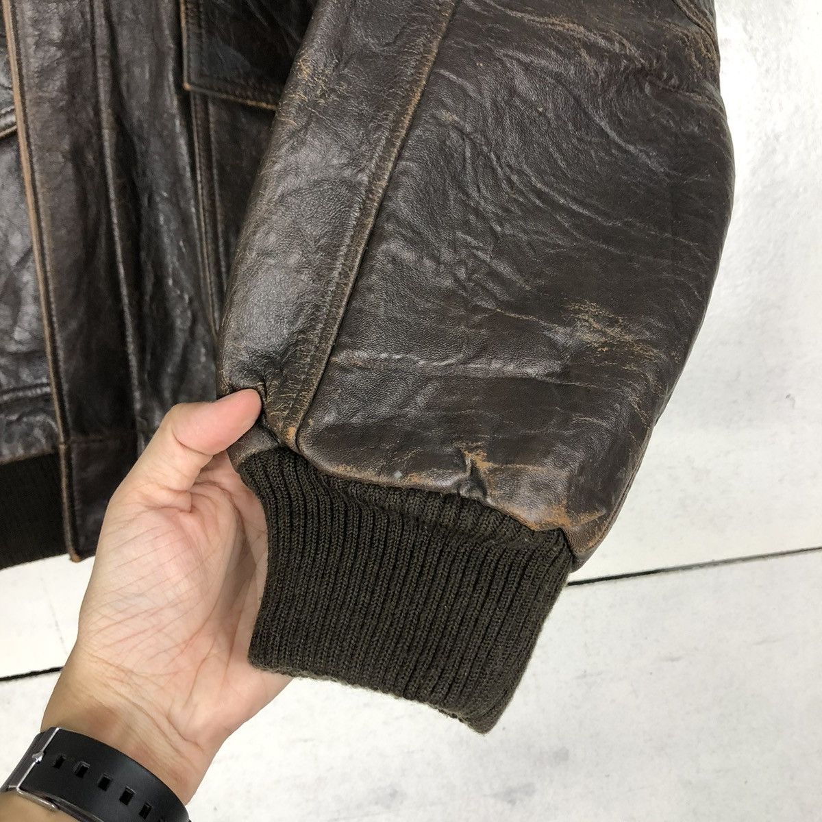 Vintage 🔥VINTAGE FLY GENUINE LEATHER JACKET BUGLE BIG LOGO Size US L / EU 52-54 / 3 - 17 Thumbnail