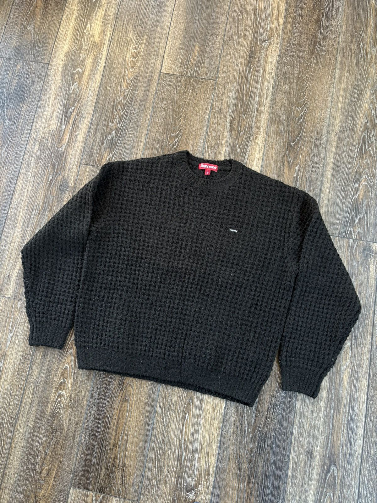 Supreme Supreme Small Box Waffle Sweater FW25 Black Size US L / EU 52-54 / 3 - 1 Thumbnail