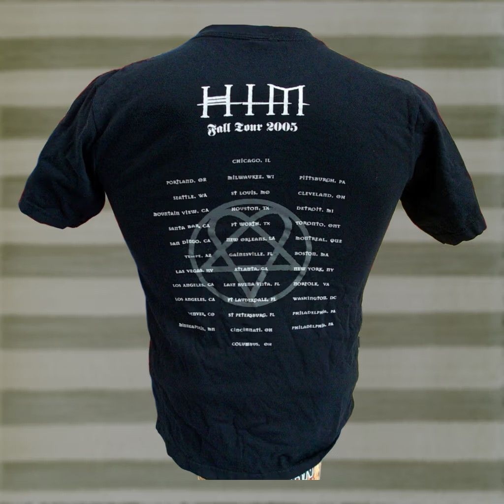 Anvil HIM 2005 Fall Tour T-Shirt Mens Small VTG Graphic Print Double-Sided Black Cotton Anvil Crew Neck Short Sleeve Band Rock Metal J15 Size US S / EU 44-46 / 1 - 1 Thumbnail