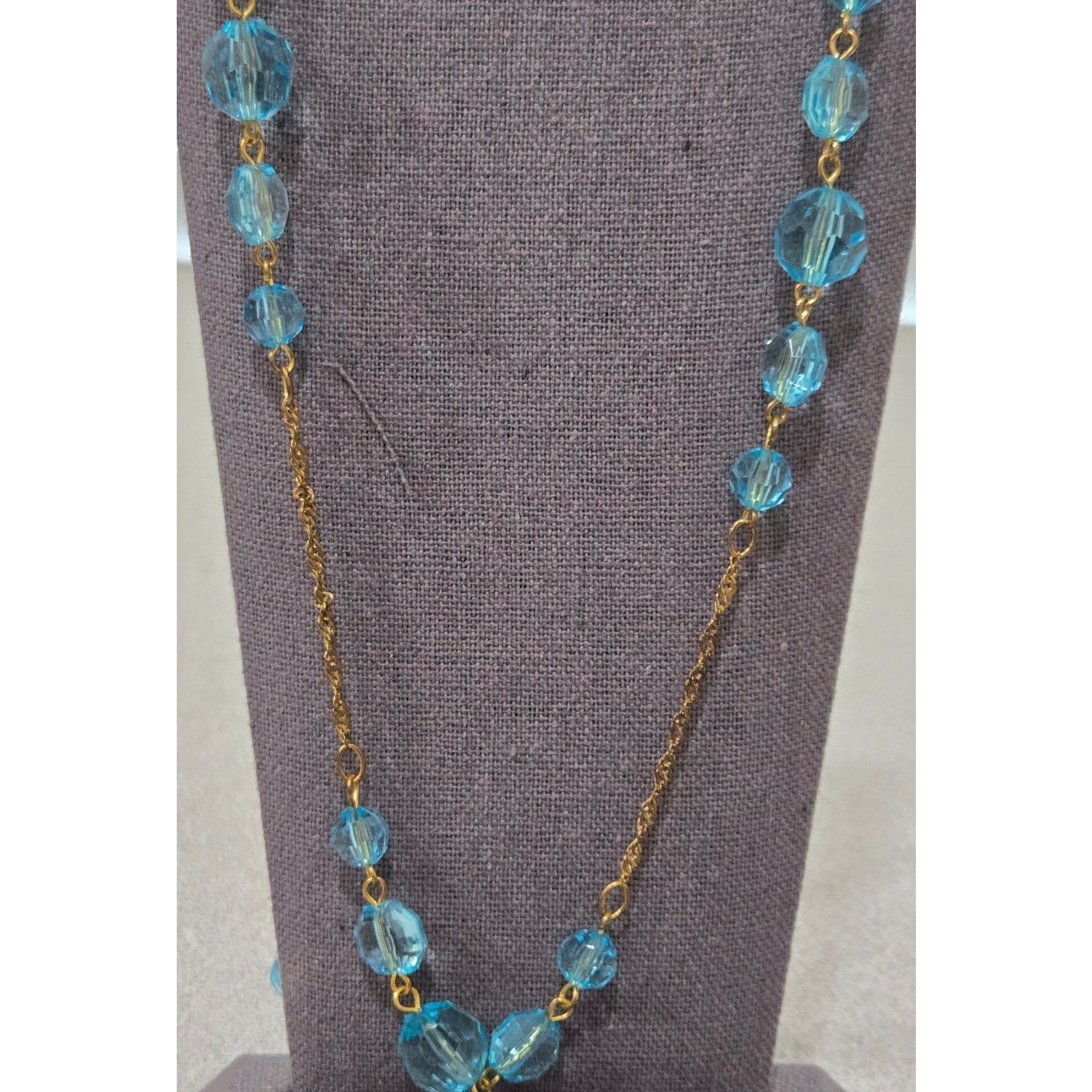 Other Gold Blue Clear Rounded Beads Infinity Necklace 17" Size ONE SIZE - 2 Thumbnail