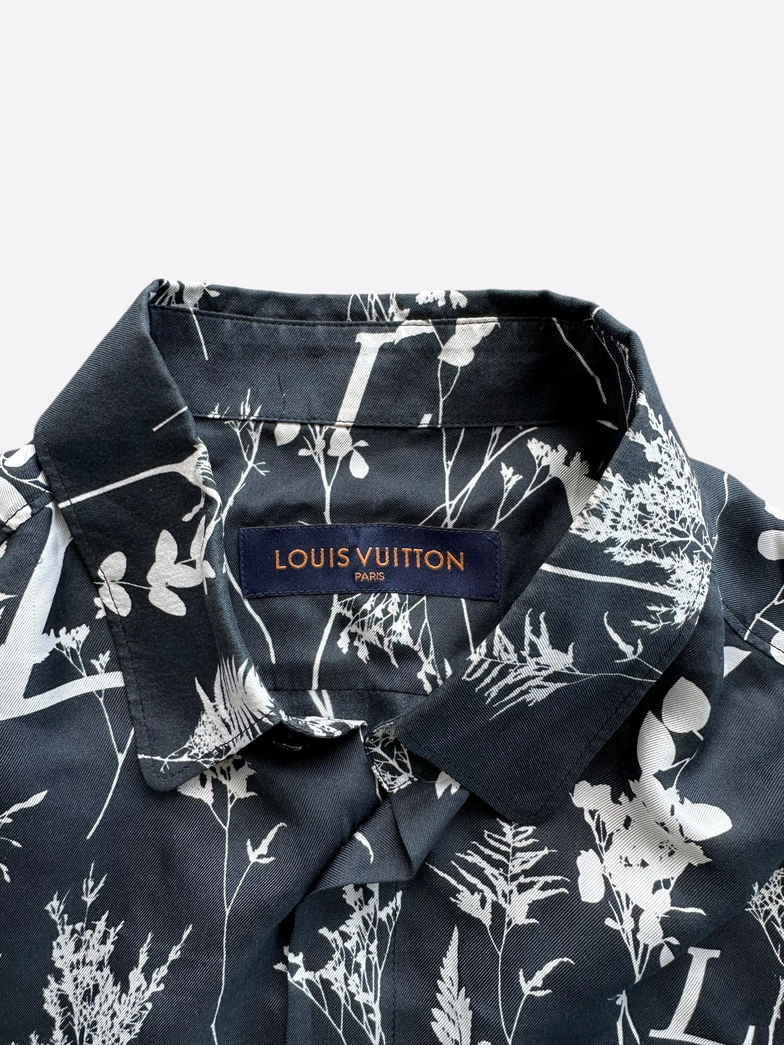 Louis Vuitton Louis Vuitton Navy & White Leaf Silk Button Up Shirt Size US M / EU 48-50 / 2 - 3 Thumbnail