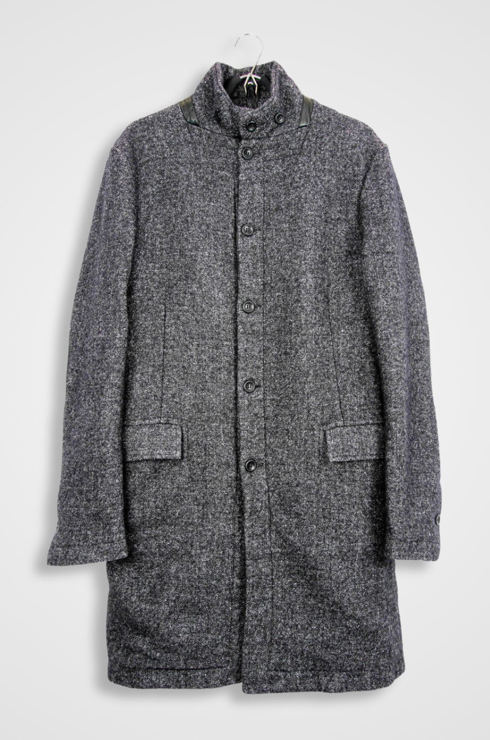 Hannes Roether Wool Tweed Coat w/ Leather Elbow Patches – S