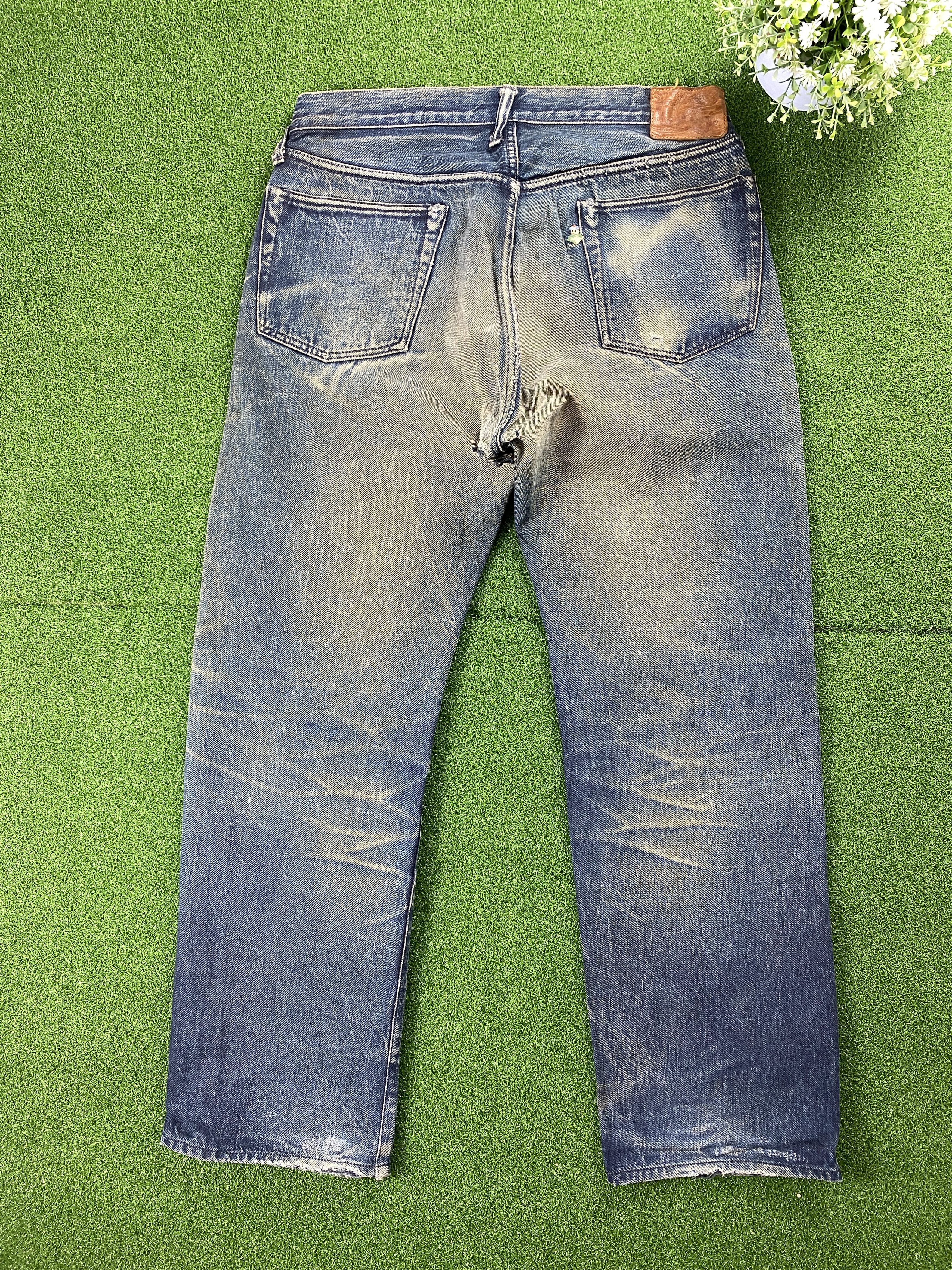 Vintage 💢 Selvedge Vintage R Faded Blue Jeans CP0079 Size US 33 - 7 Thumbnail