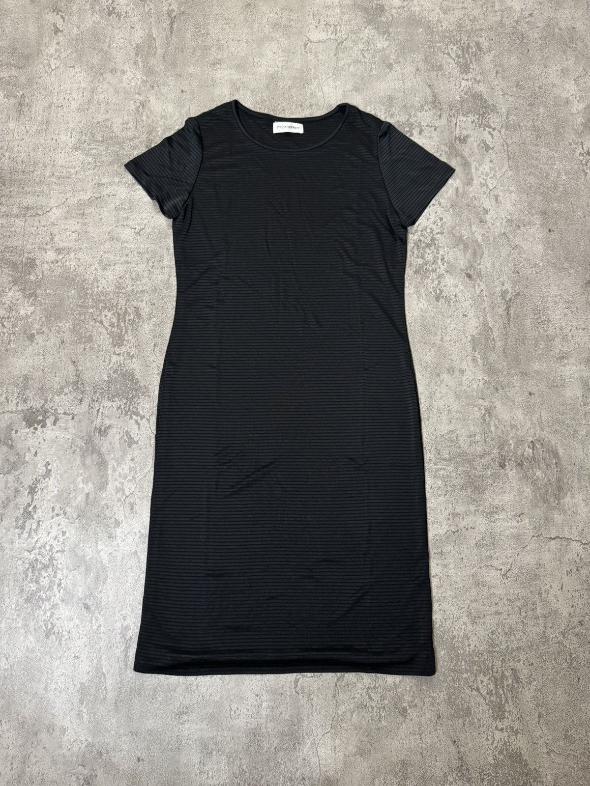 Yves Saint Laurent BLACK RIBBED SHORT SLEEVE DRESS FROM YVES SAINT LAUREN Size M / US 6-8 / IT 42-44 - 1 Thumbnail