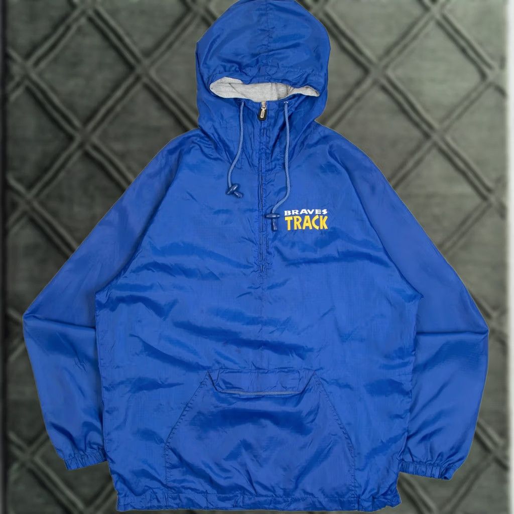 Vintage Vintage Braves Track Hooded Jacket Medium Mens Blue Windbreaker Size US M / EU 48-50 / 2 - 1 Thumbnail