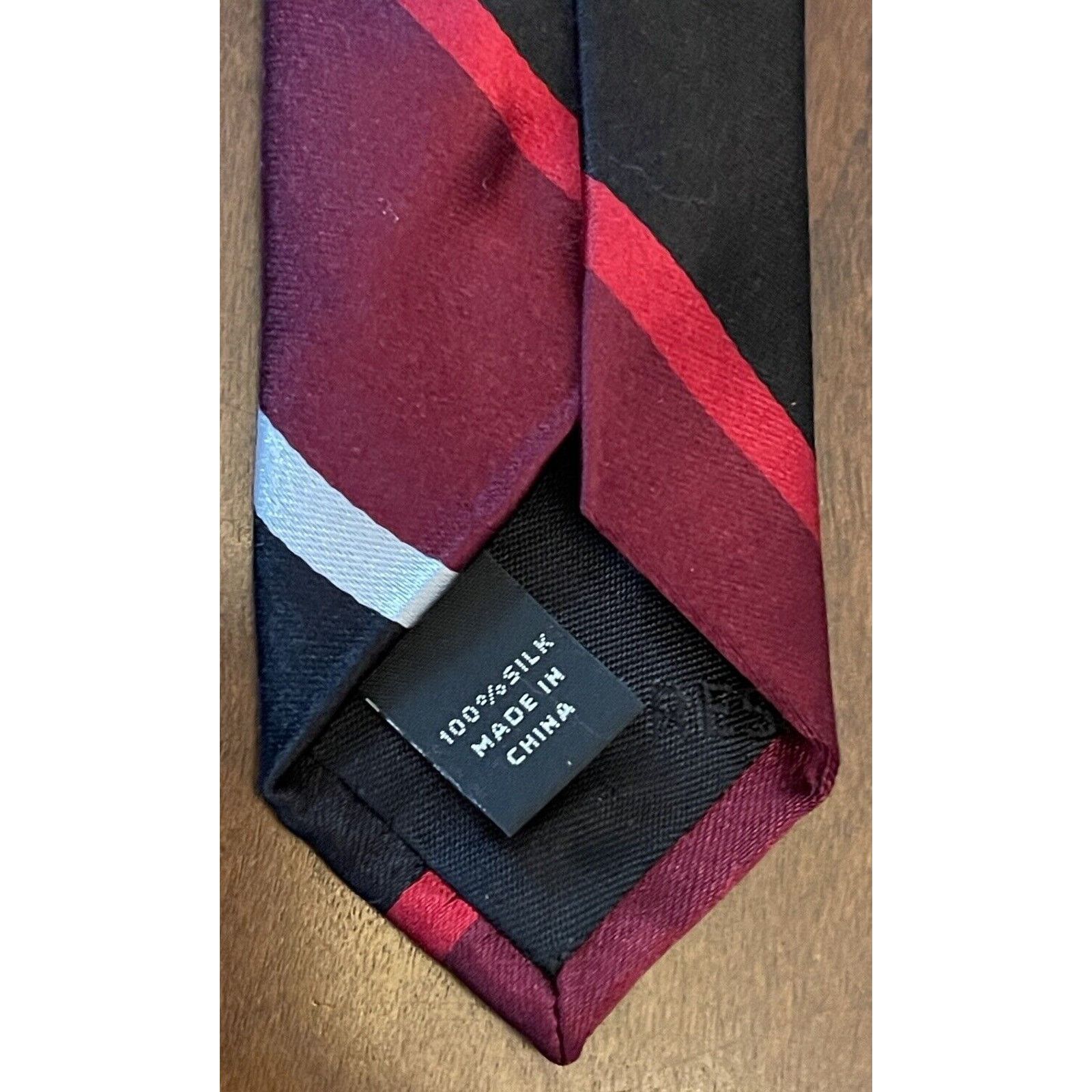Express Express Burgundy Black Red 100% Silk Made In China Size ONE SIZE - 7 Thumbnail