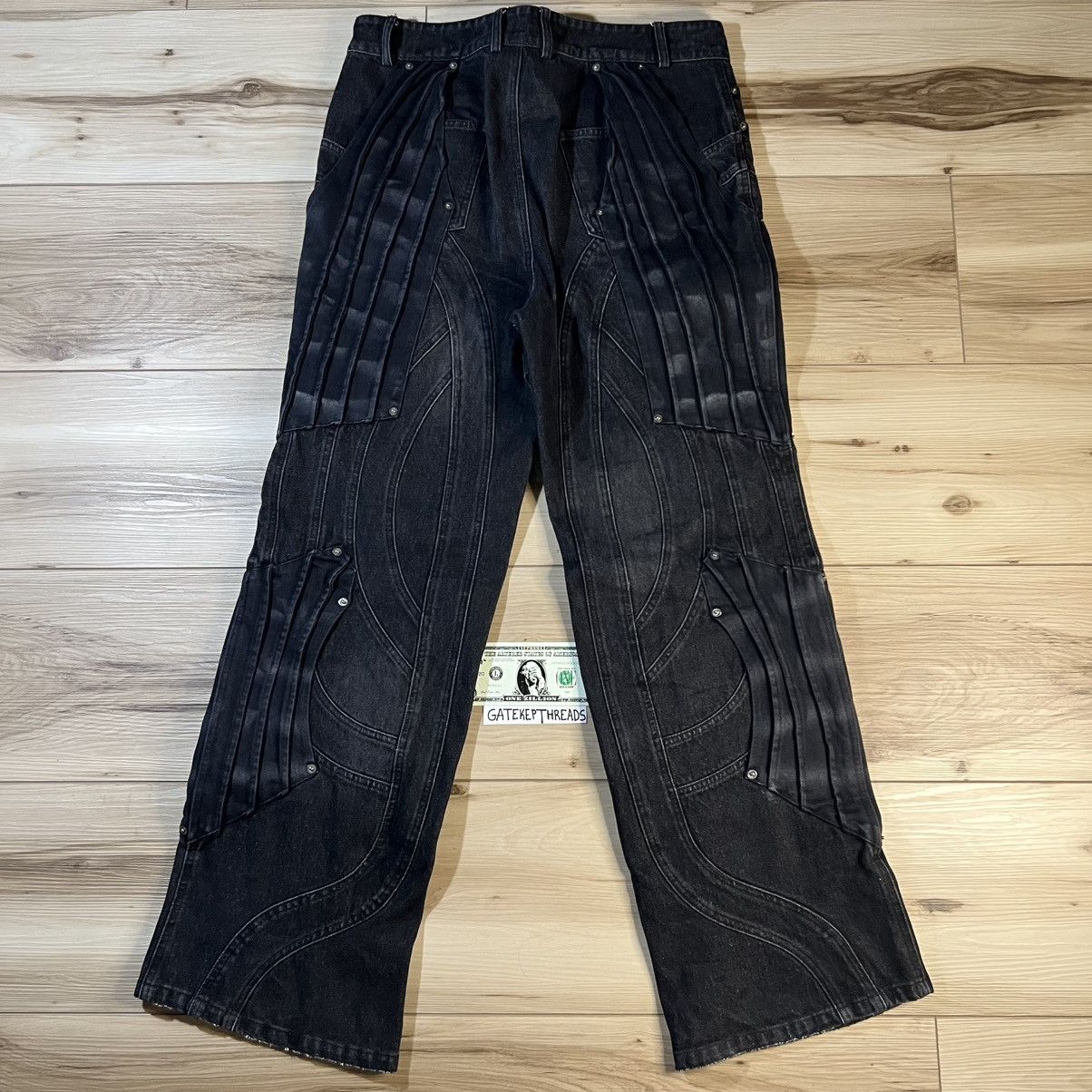 Bad Son Circuit Paneled Black Jeans Size US 34 / EU 50 - 2 Thumbnail