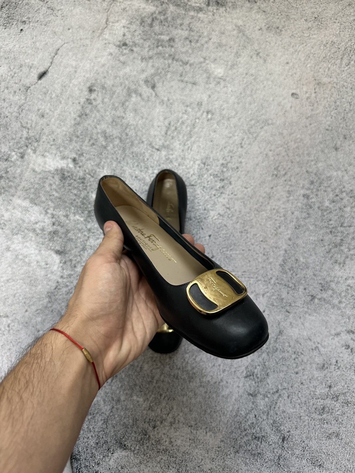Salvatore Ferragamo Salvatore Ferragamo Leater Heels Golden Buckle Size US 5.5 / IT 35.5 - 8 Thumbnail