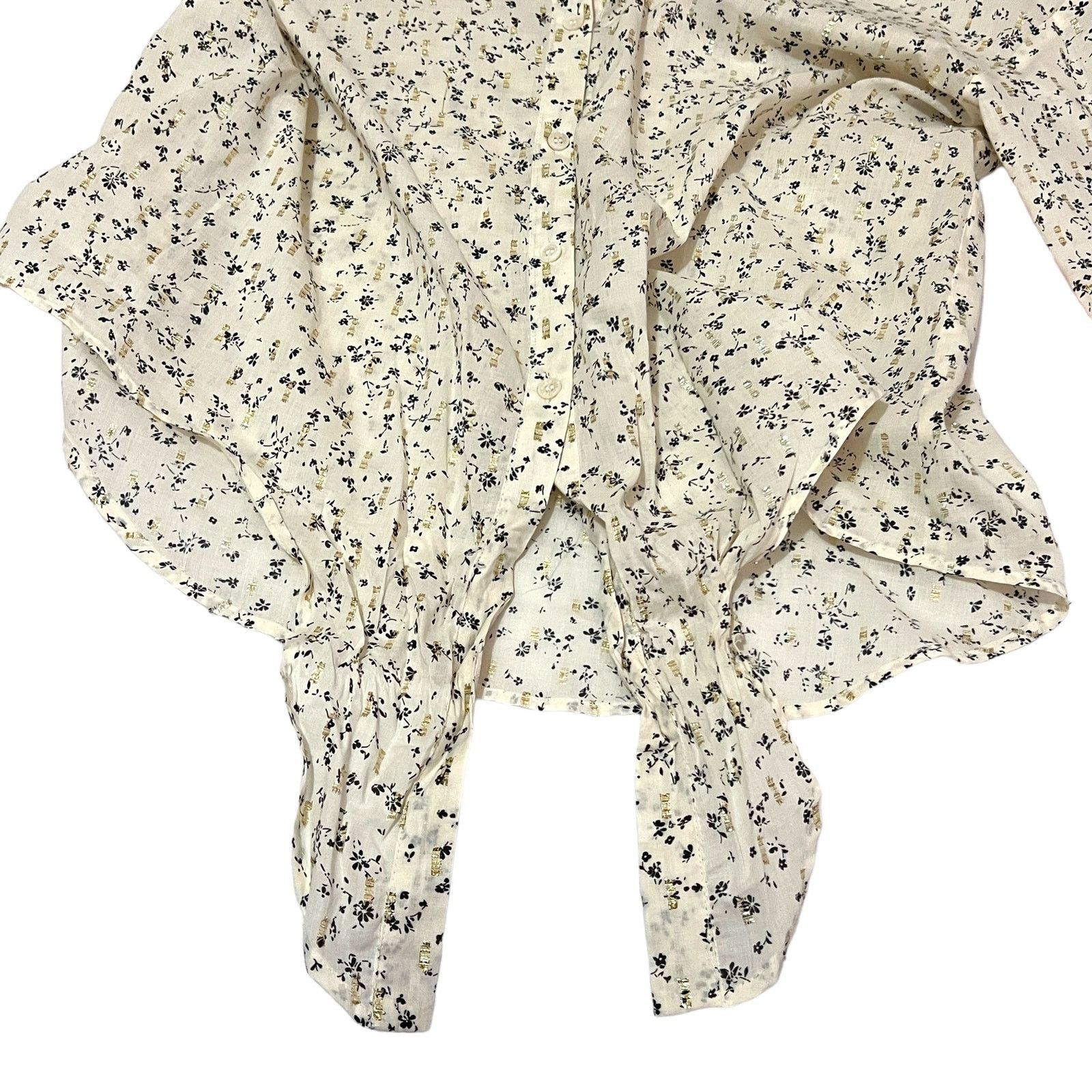 Vince Camuto Island Oasis Front Tie Roll Tab Sleeve Button Up Blouse Top Size S / US 4 / IT 40 - 13 Thumbnail
