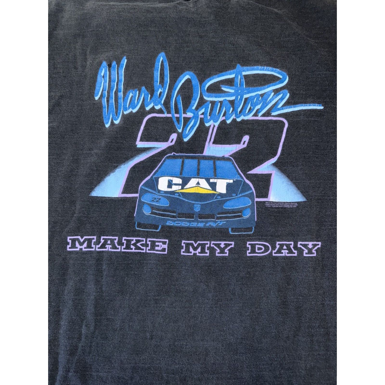 Gildan VINTAGE Ward Burton NASCAR T-Shirt Black XL Cat Racing 90s Single Stitch Shirt Mens | Black Cat | 90s NASCAR Graphic Mens XL Size US XL / EU 56 / 4 - 6 Thumbnail