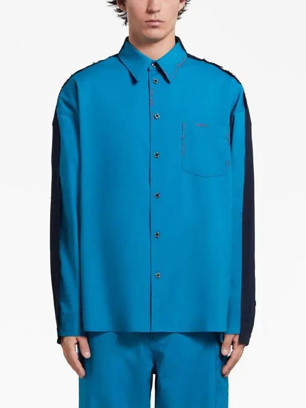Marni o1w1db10125 Wool Shirt in Blue Size US L / EU 52-54 / 3 - 3 Thumbnail