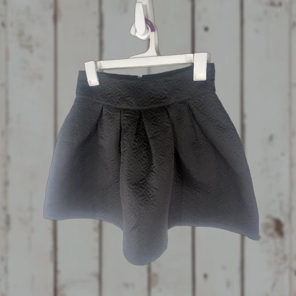 Vintage Freeway Black Quilted Pleated A-Line Mini Skirt Womens S USA Size 28" / US 6 / IT 42 - 1 Thumbnail