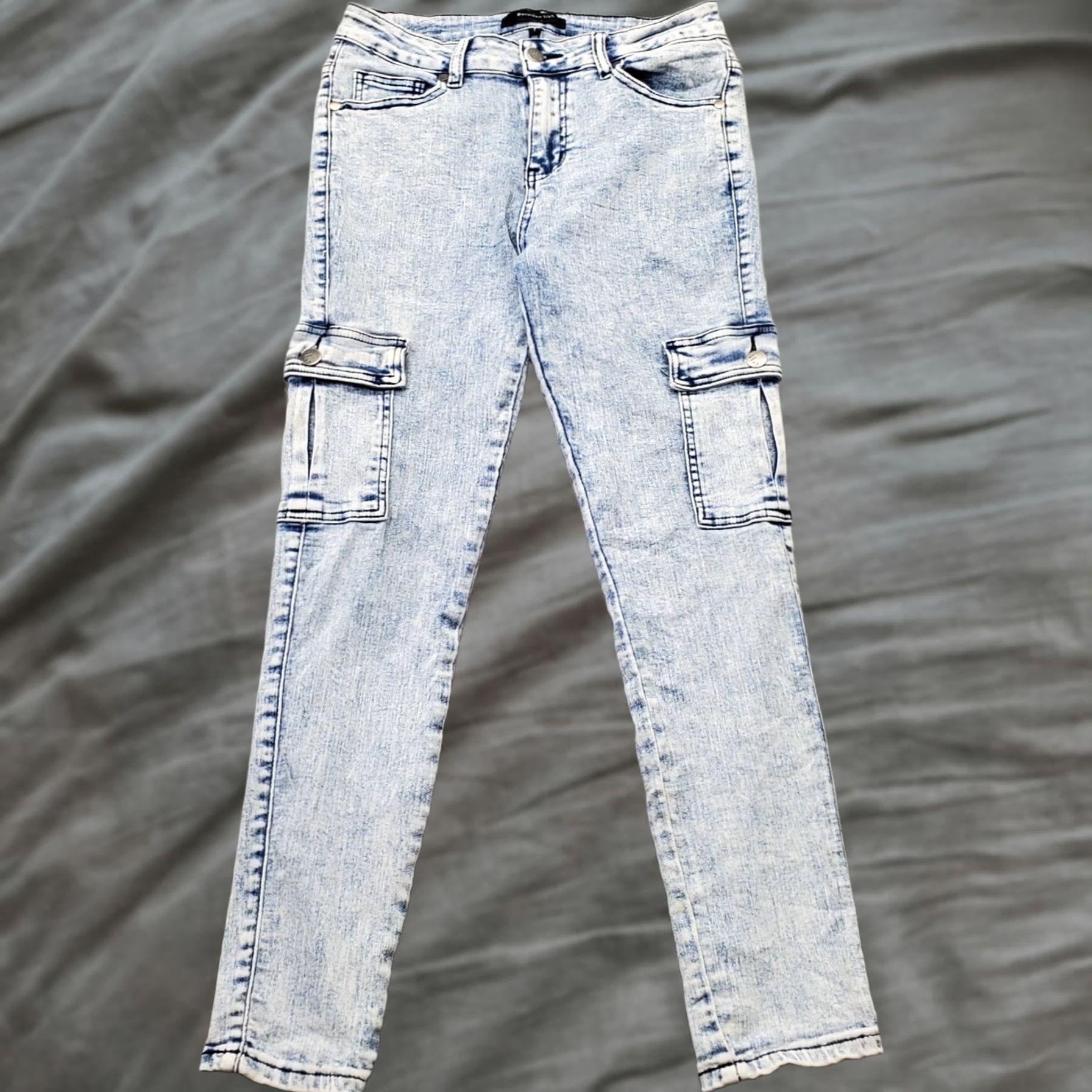 Vintage Between Womens Size 7 Between Us Cargo Jeans Denim Stretch Pockets Skinny Regular Blue 27" Inseam 34.5" Outseam Pre-owned Size 28" / US 6 / IT 42 - 1 Thumbnail