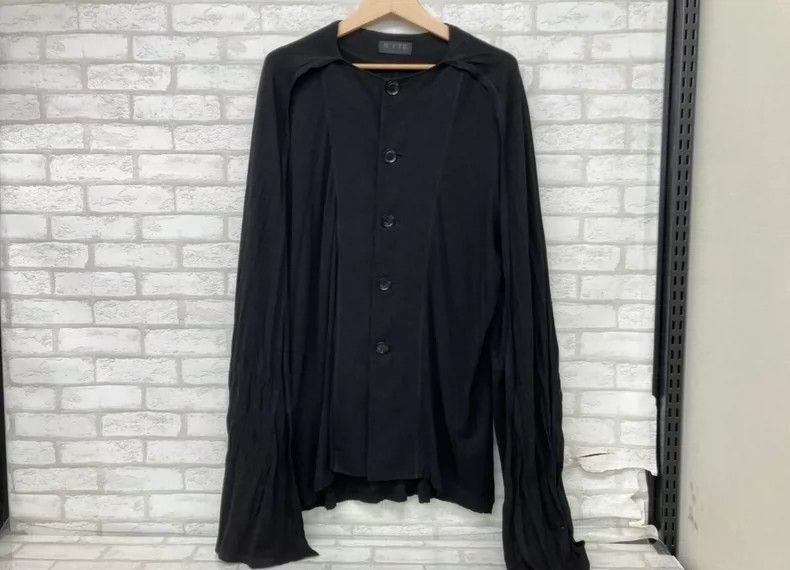 Yohji Yamamoto Yohji Yamamoto Black Cardigan Textured Rayon shirt Size US L / EU 52-54 / 3 - 1 Thumbnail
